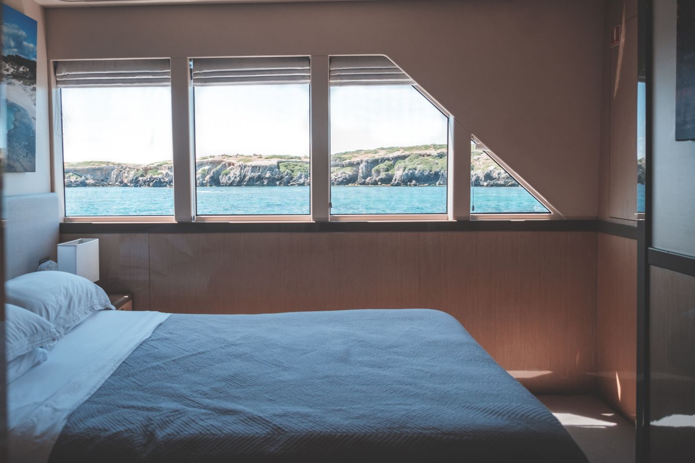 Bright yacht cabin